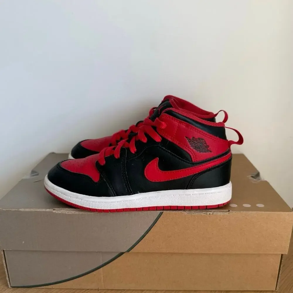 Nike Air Jordan 1 Mid ‘Alternate Bred’ Kids Sneakers- SZ 1 Y